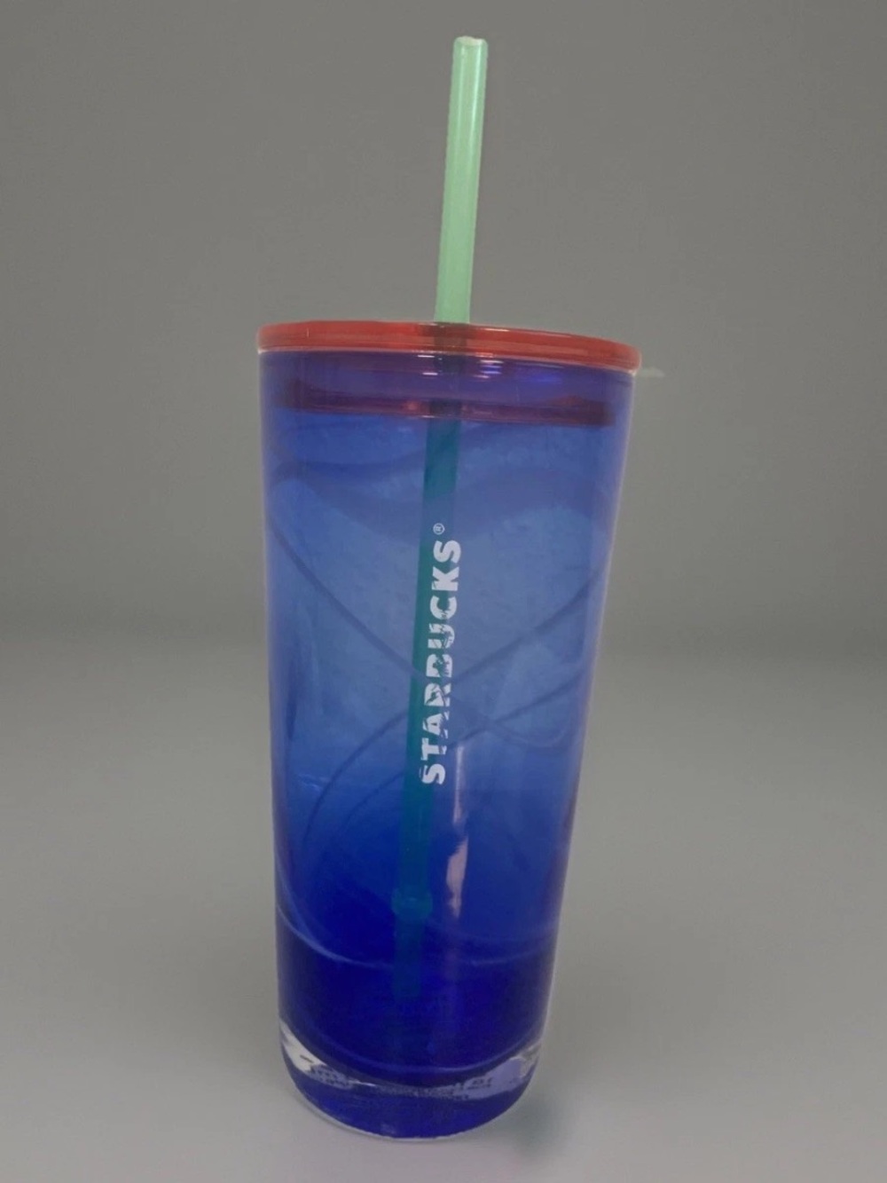 STARBUCKS SUMMER 2022 Transparent BLUE OCEAN SPRAY Glass COLD TUMBLER 18oz BEACH